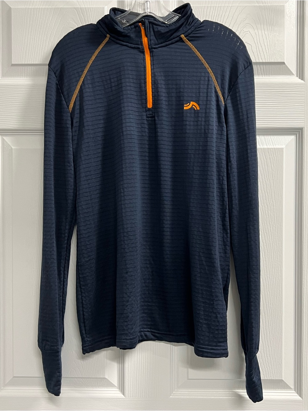 CRIVIT Men’s 1/4 Zip Long Sleeve Mock Neck Pullover Blue Orange - Large - EUC